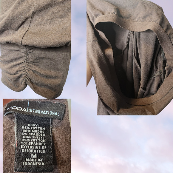 Vtg Y2k Moda Intl Brown Beach Cover Up Preppy Halter Mini Short Dress Top Sz M - Picture 6 of 6